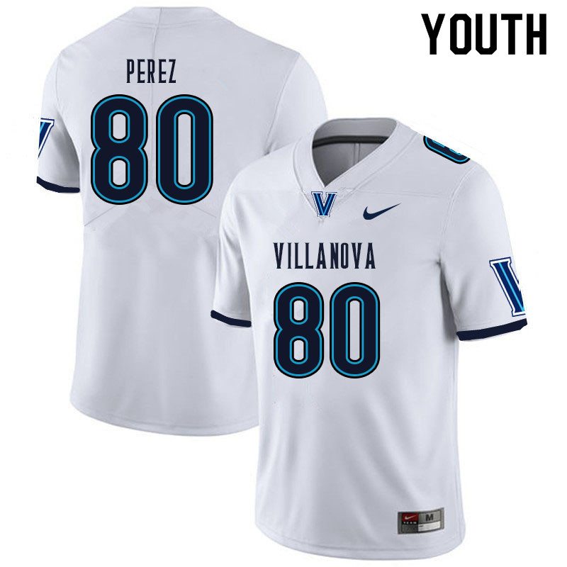 Youth #80 Andrew Perez Villanova Wildcats College Football Jerseys Sale-White